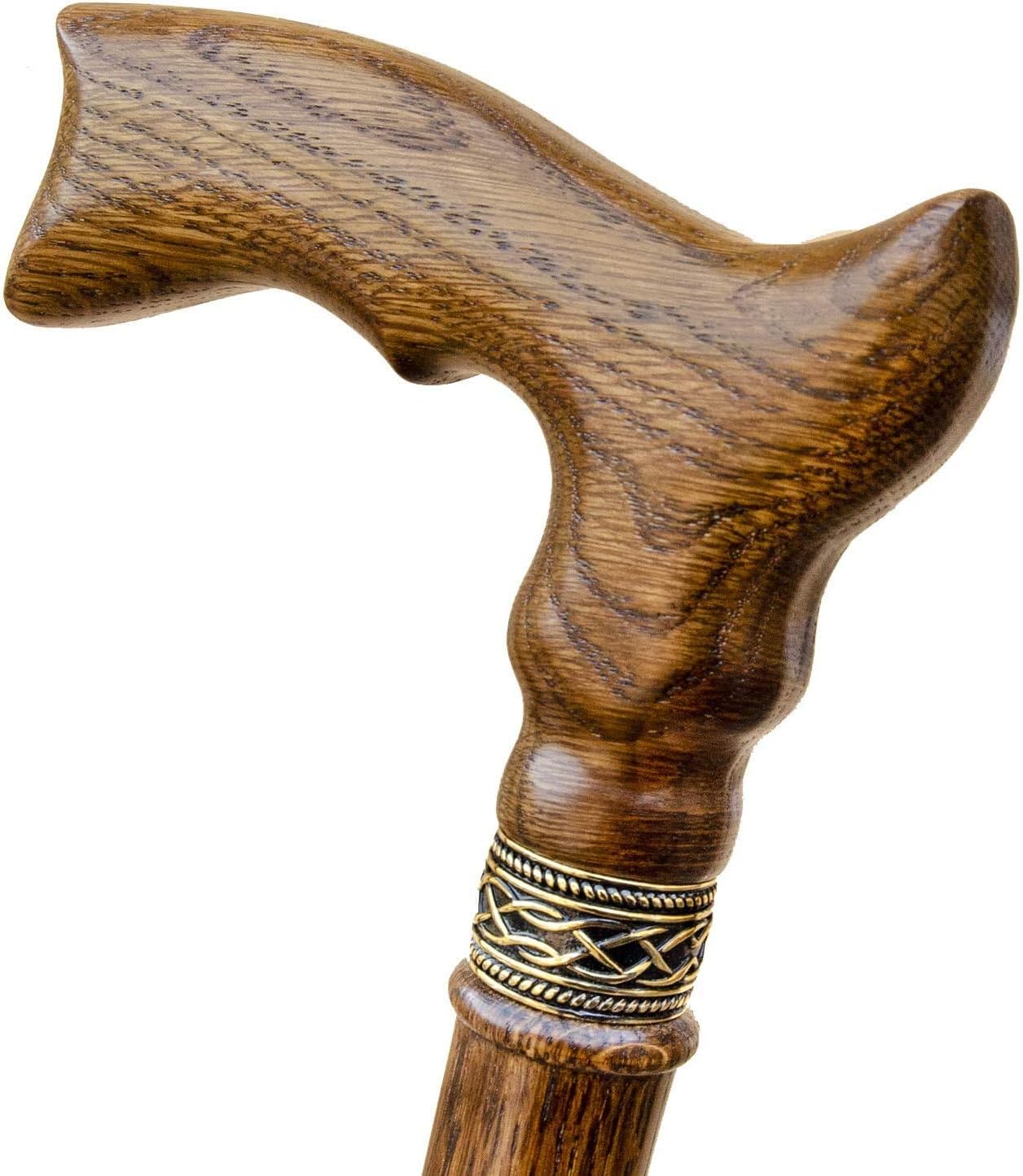 Hand Carved Ergonomic Wooden Walking Cane for Men and Women - Stylish Men's Oak Wood Cane Walking Stick (Walnut)