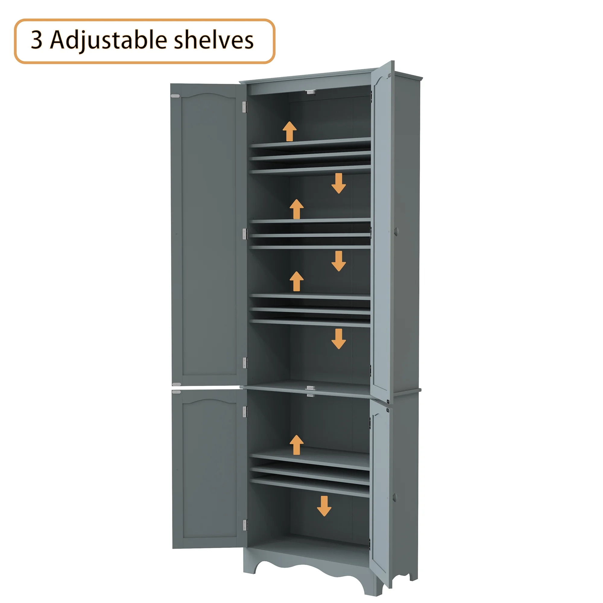 HOMEFORT 72" H Freestanding Tall Pantry Cabinet, Kitchen Pantry with 2 Large Cabinets and Adjustable Shelves