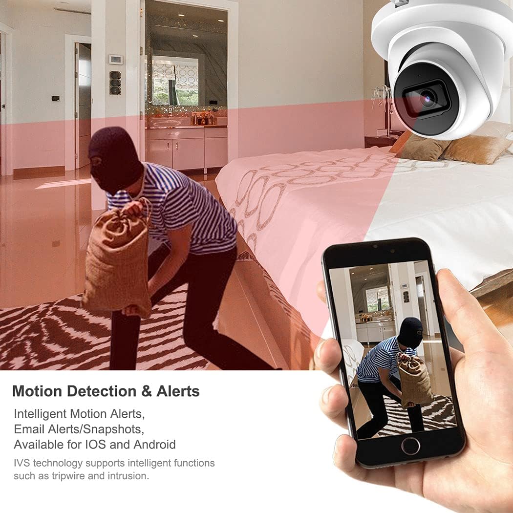 Starlight 4K 8MP Poe IP Camera with Low-Illumination Built-in Mic, 98ft Night Vision, IVS, H.265, SD Card Slot, WDR, 3D DNR, IP67