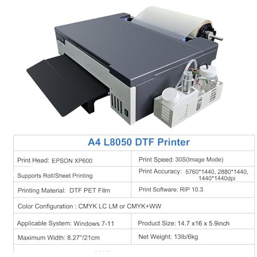 DTF Printer Machine - with XP600 Printhead, Faster Speed Higher Resolution 5760 * 1440dpi, T Shirt Printer DTF Transfer Machine with Roll Feeder