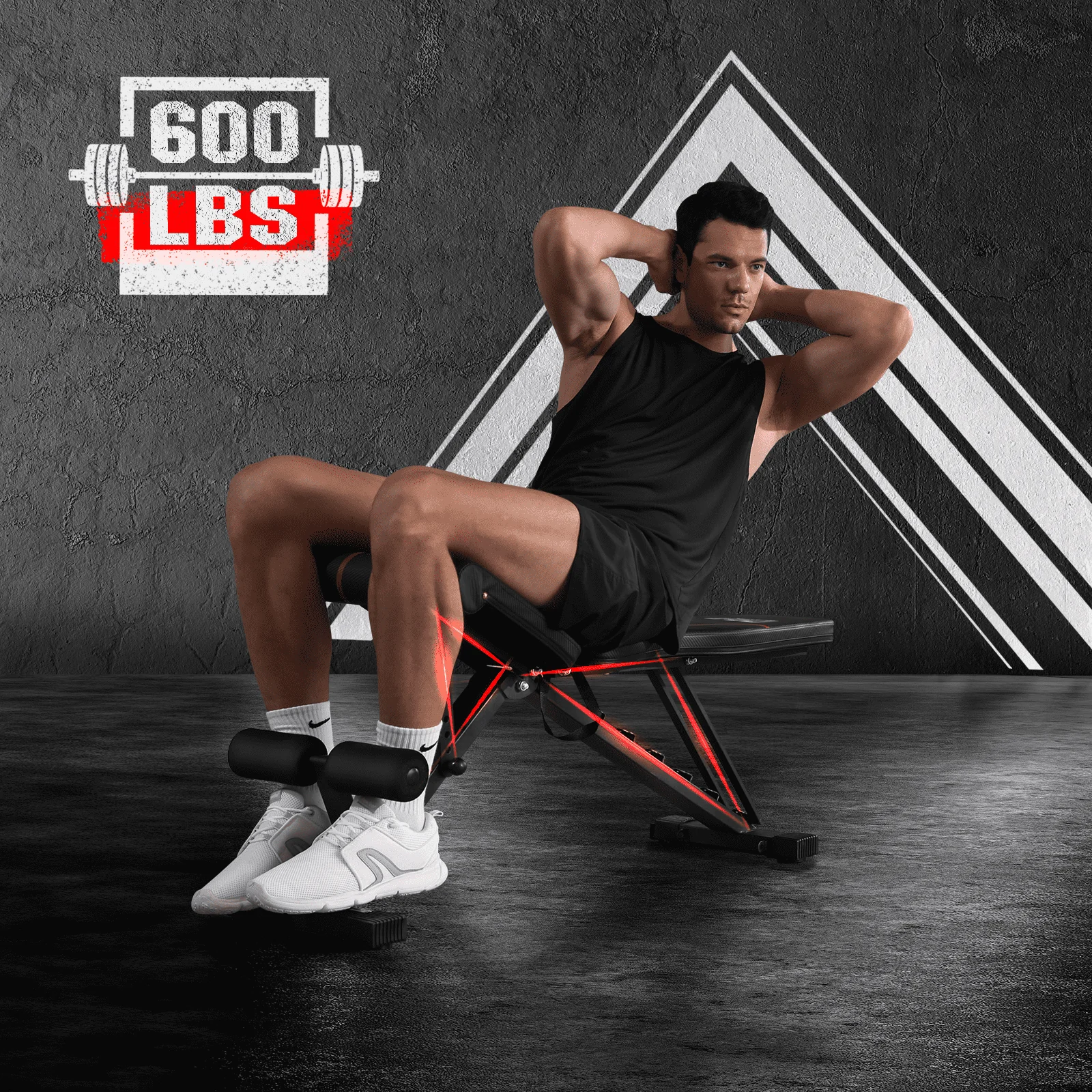 UPGO Adjustable Weight Bench with 660lbs Weight Capacity Foldable Workout Bench for Adult Up to 5.9' Gym Bench for Home