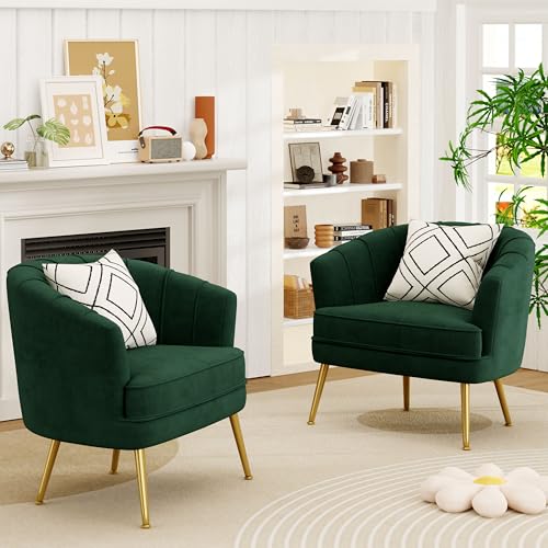 Andeworld Velvet Accent Chair, Upholstered Modern Single Sofa Side Chair