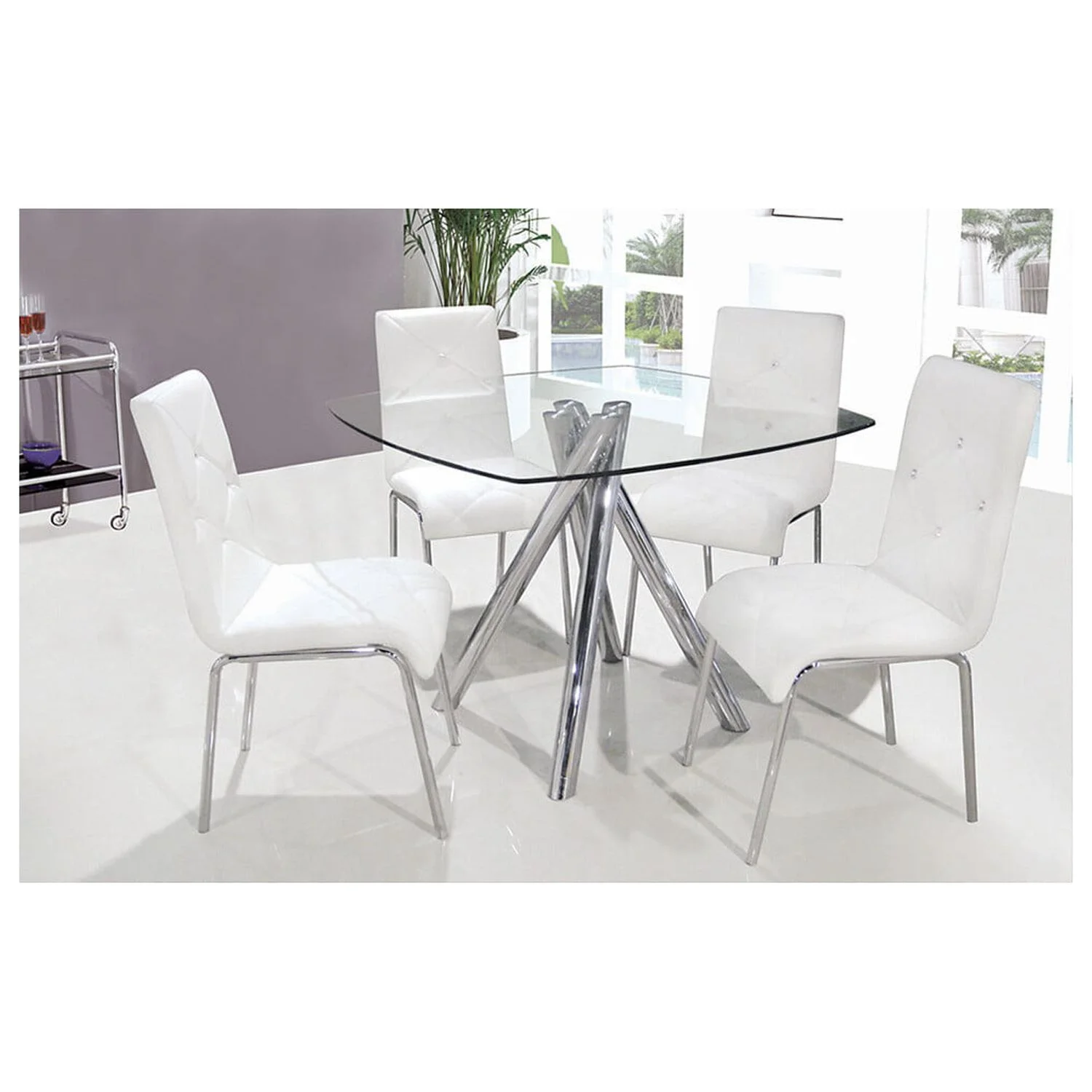 Best Master Contemporary Glass Dining Table in Chrome