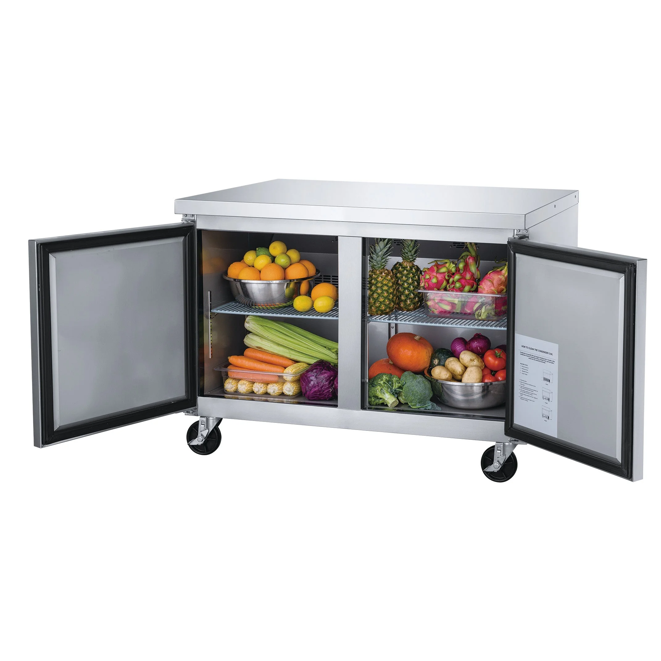 60 in. Two Door Commercial Upright Undercounter/Worktop Refrigerator 15.53 cu. ft.