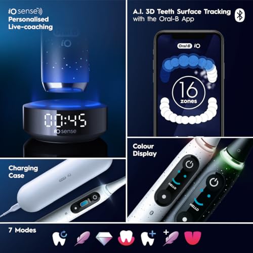 Oral-B iO Series 10 Rechargeable Electric Toothbrush with Visible Pressure Sensor to Protect Gums, 2 Min Timer, 7 Cleaning Settings