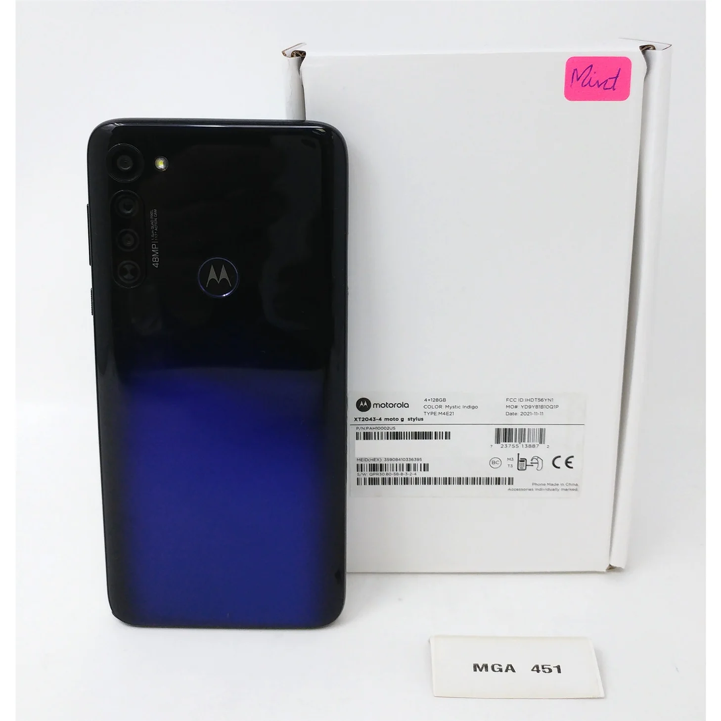 Pre-Owned Motorola Moto G Stylus 128GB+4GB XT2043-4 Unlocked Phone-Mystic Indigo-Generic Accessories (Like New)