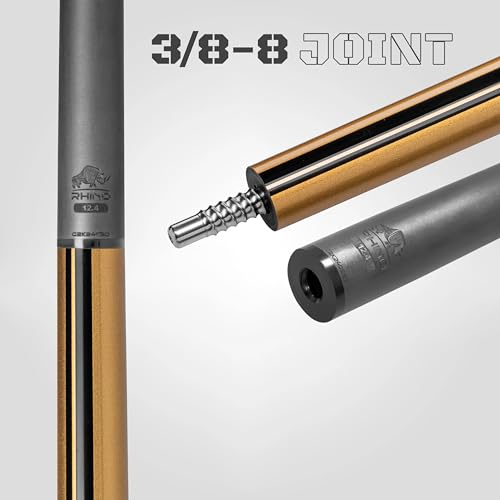 RHINO Nebula 2 Pool Cue - 100% Carbon Fiber Shaft & Composite Butt. Time Crystal Tip, Pro Taper Design, 12.4 mm,12.8 mm. 3/8-8 Joint