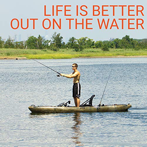 BKC PK13 13' Pedal Drive Fishing Kayak W/Rudder System and Instant Reverse, Paddle, Upright Back Support Aluminum Frame Seat