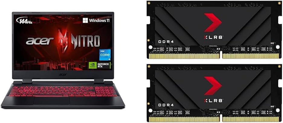 acer Nitro 5 AN515-58-525P Gaming Laptop |Core i5-12500H | NVIDIA GeForce RTX 3050 & PNY XLR8 Gaming 32GB (2x16GB) DDR4 DRAM 3200MHz (PC4-25600) CL20