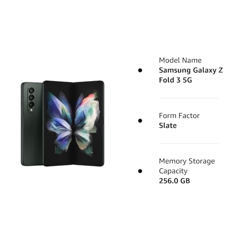 SAMSUNG Galaxy Z Fold 3 5G US Version, 256GB, Phantom Black - Unlocked (Renewed)