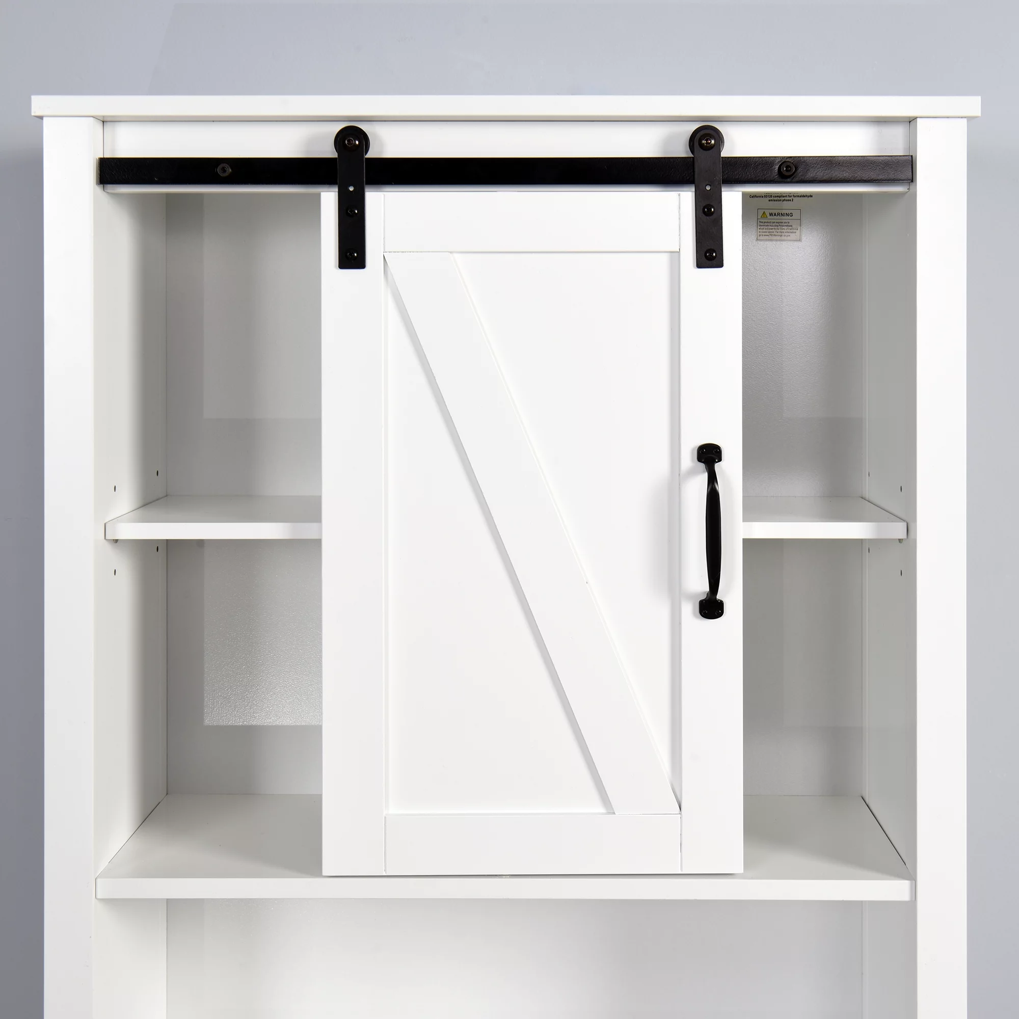 SUXXAN Over-the-Toilet Storage Cabinet, Space-Saving Bathroom Cabinet, with Adjustable Shelves and A Barn Door 27.16 x 9.06 x 67 inch