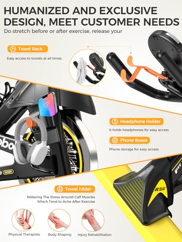pooboo Exercise Bike, Adjustable Magnetic/Brake Pad Resistance Silent Belt Drive, Indoor Cycling Bike for Home Cardio