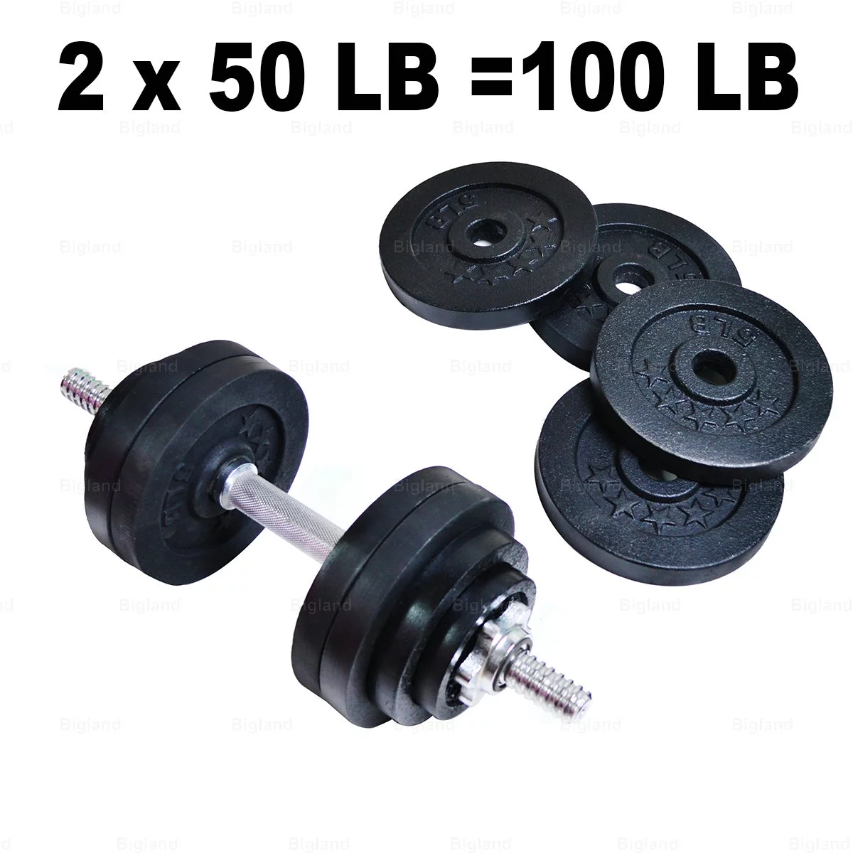 Full Iron 2 x 50lb adjustable Dumbbells Set Full Metal Total 105lb Weights Sets Iron 1 Pair