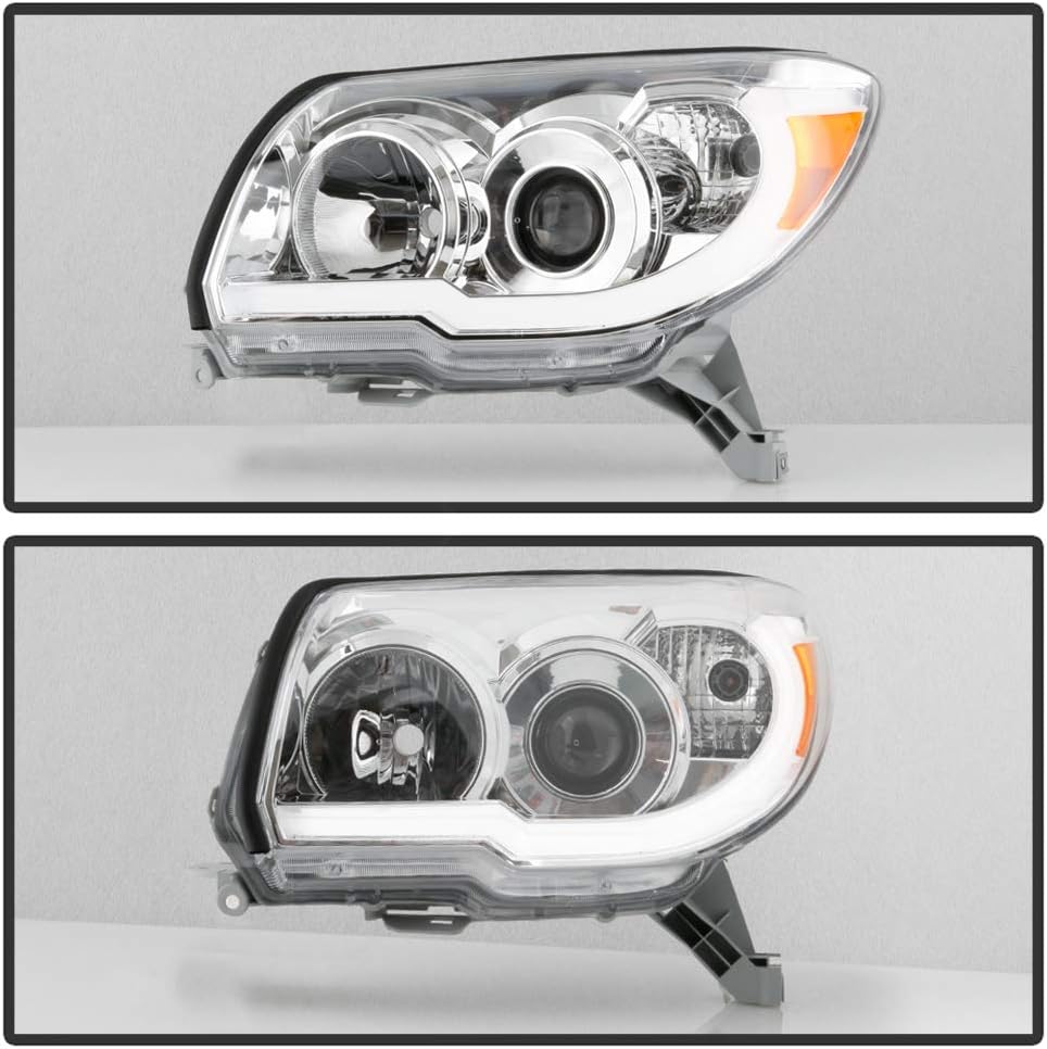 ACANII - For 2006-2009 Toyota 4Runner Chrome Housing LED Tube Upgrade Projector Headlights Headlamps Driver & Passenger
