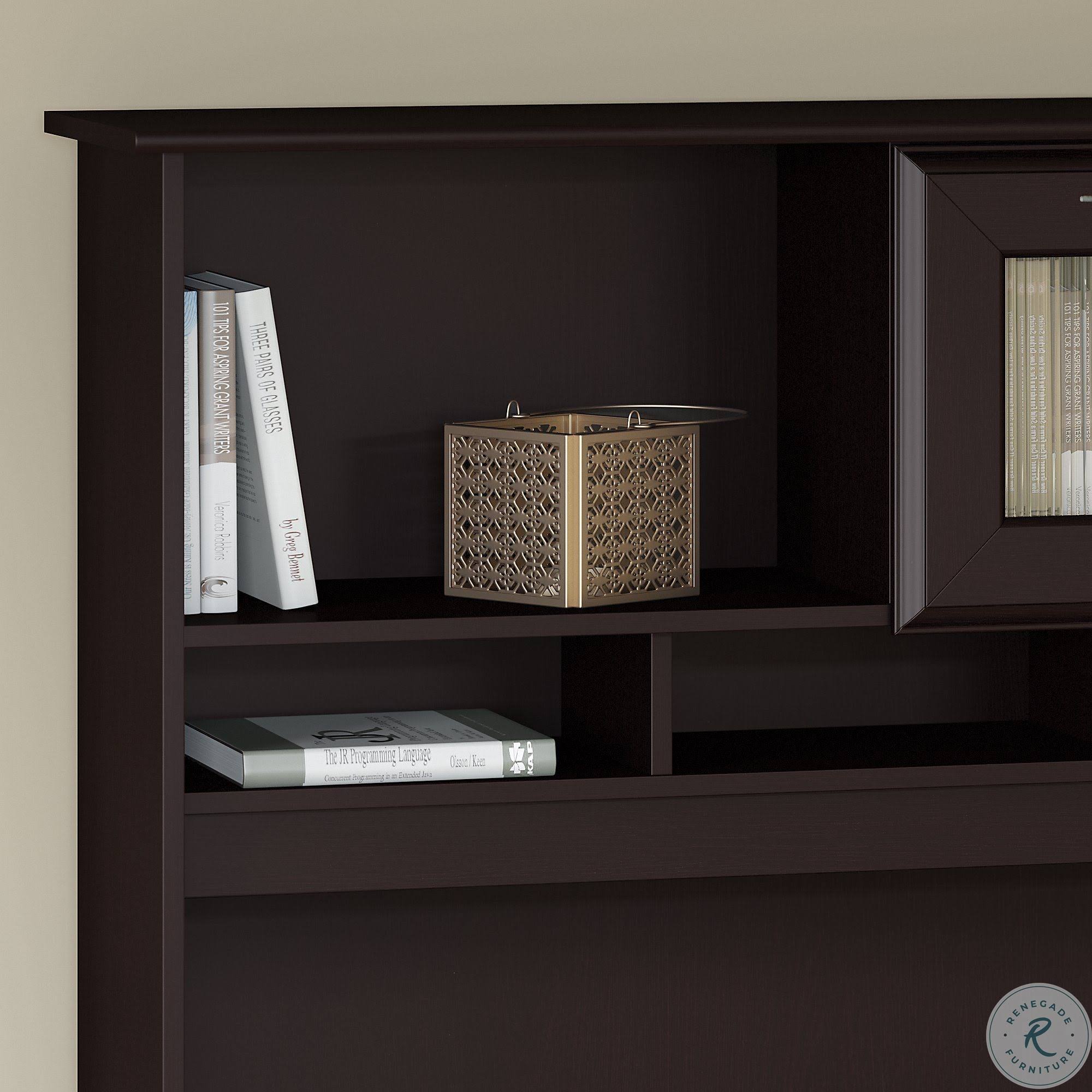 Bush Furniture Cabot 72W L Shaped Computer Desk with Hutch and Drawers, Espresso Oak (CAB053EPO)