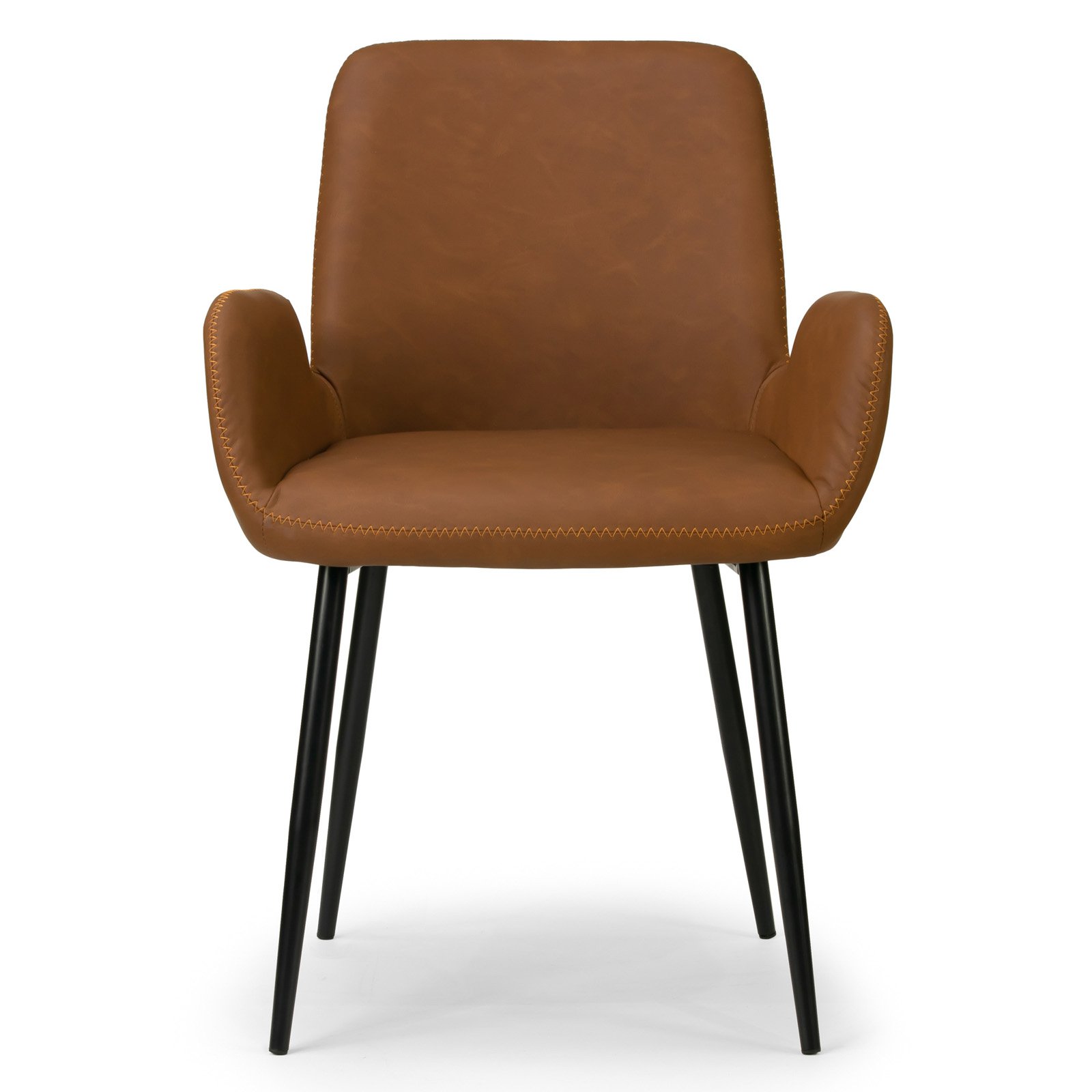 Glamour Home Alrik 19.25" Modern Faux Leather Arm Chairs in Brown (Set of 2)