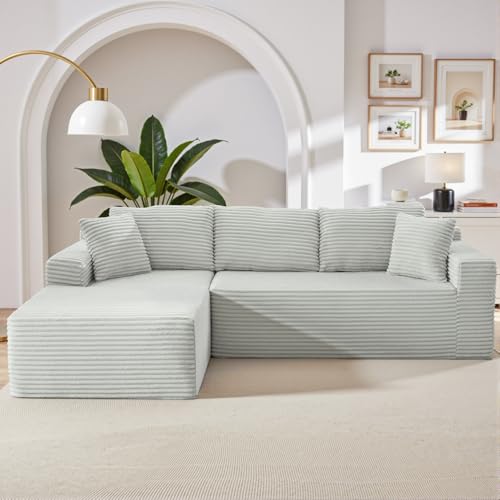 105 Inch Cloud Sectional Couch,Modern Modular Sectional Sofa with Deep Seat,Corduroy Boneless Couches with L-Shape Chaise for Living Room Bedroom