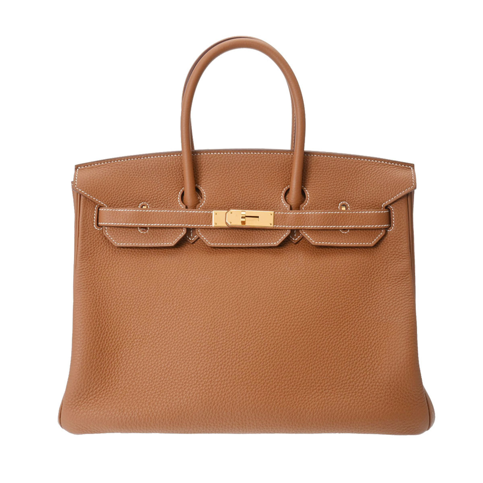 Pre-Owned HERMES Birkin 35 Gold - D stamp (circa 2019) Unisex Togo Handbag (Good)