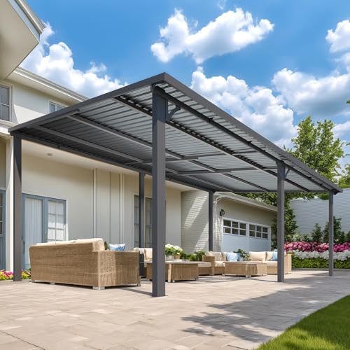 AECOJOY 10&rsquo; x 10&rsquo; Gazebo, Wall Mounted Gazebos Pergola on Clearance, Outdoor Patio Lean to Gazebo Awnings for Deck, Porch