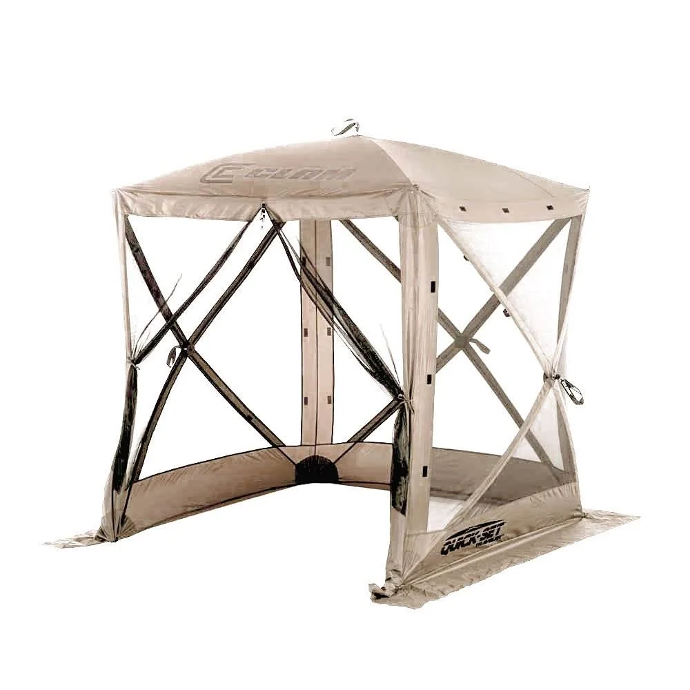 Clam Quick-Set Traveler Portable Outdoor Screened Canopy Shelter, Tan (2 Pack)