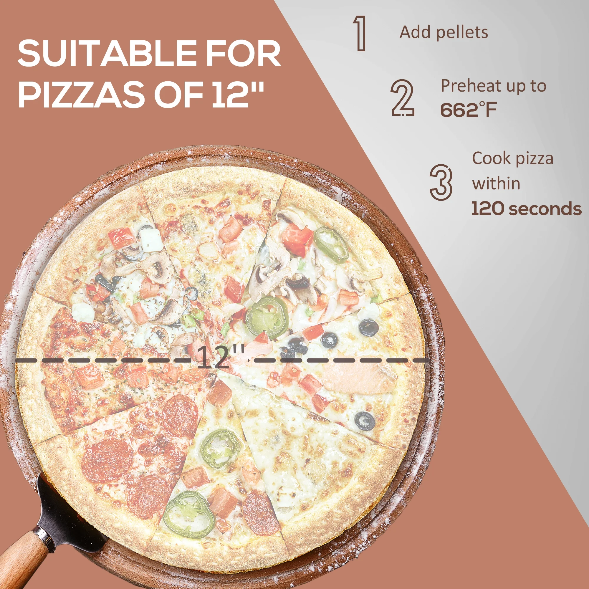 Outsunny Outdoor Pizza Oven with Stone, 12 Wood Fired Pizza Maker