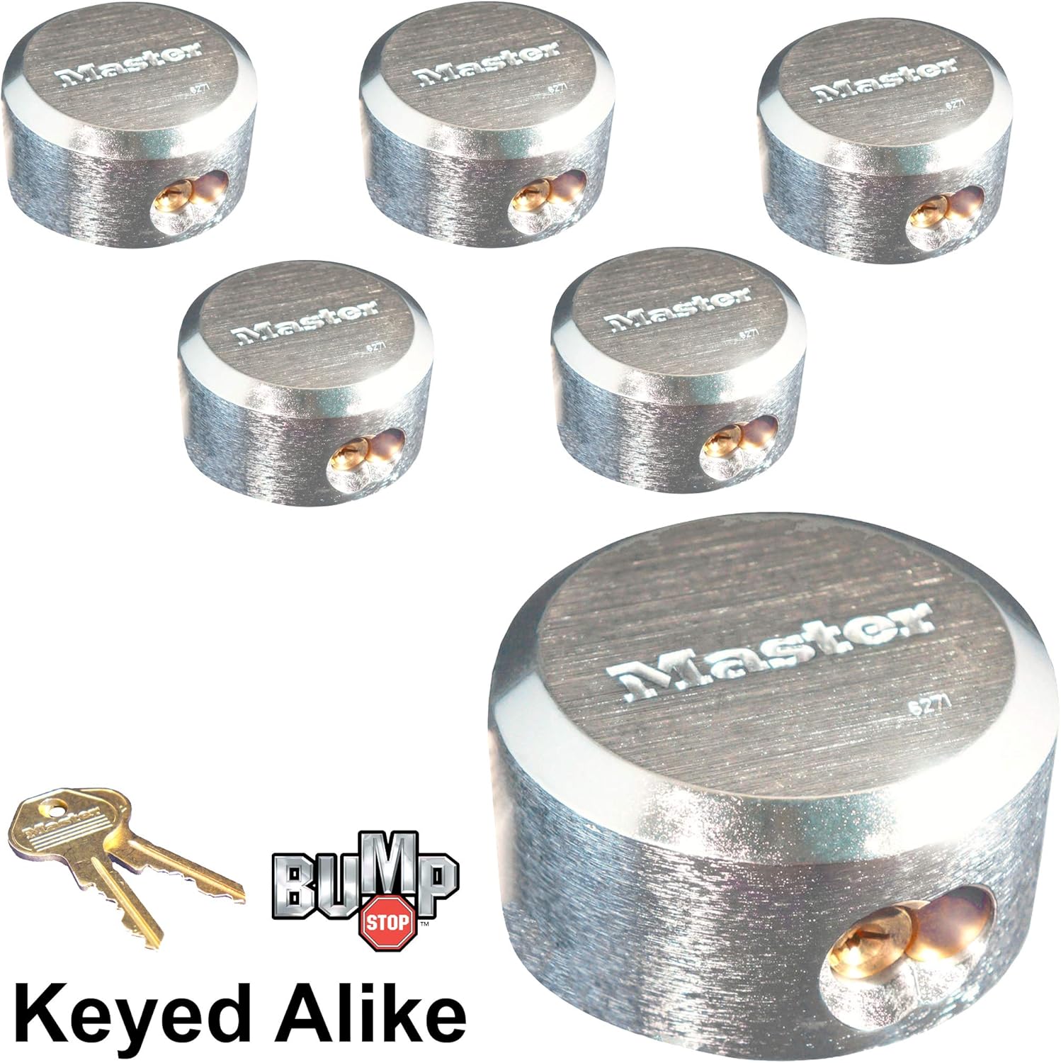 Master Lock Pro Series Hidden Shackle Padlocks, Keyed Alike 6271NKA-6 w/ BumpStop Technology