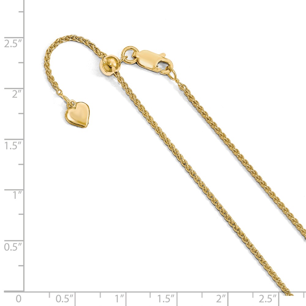 The Black Bow 1.5mm Gold Tone Plated Sterling Silver Adj. Wheat Chain Necklace, 22in