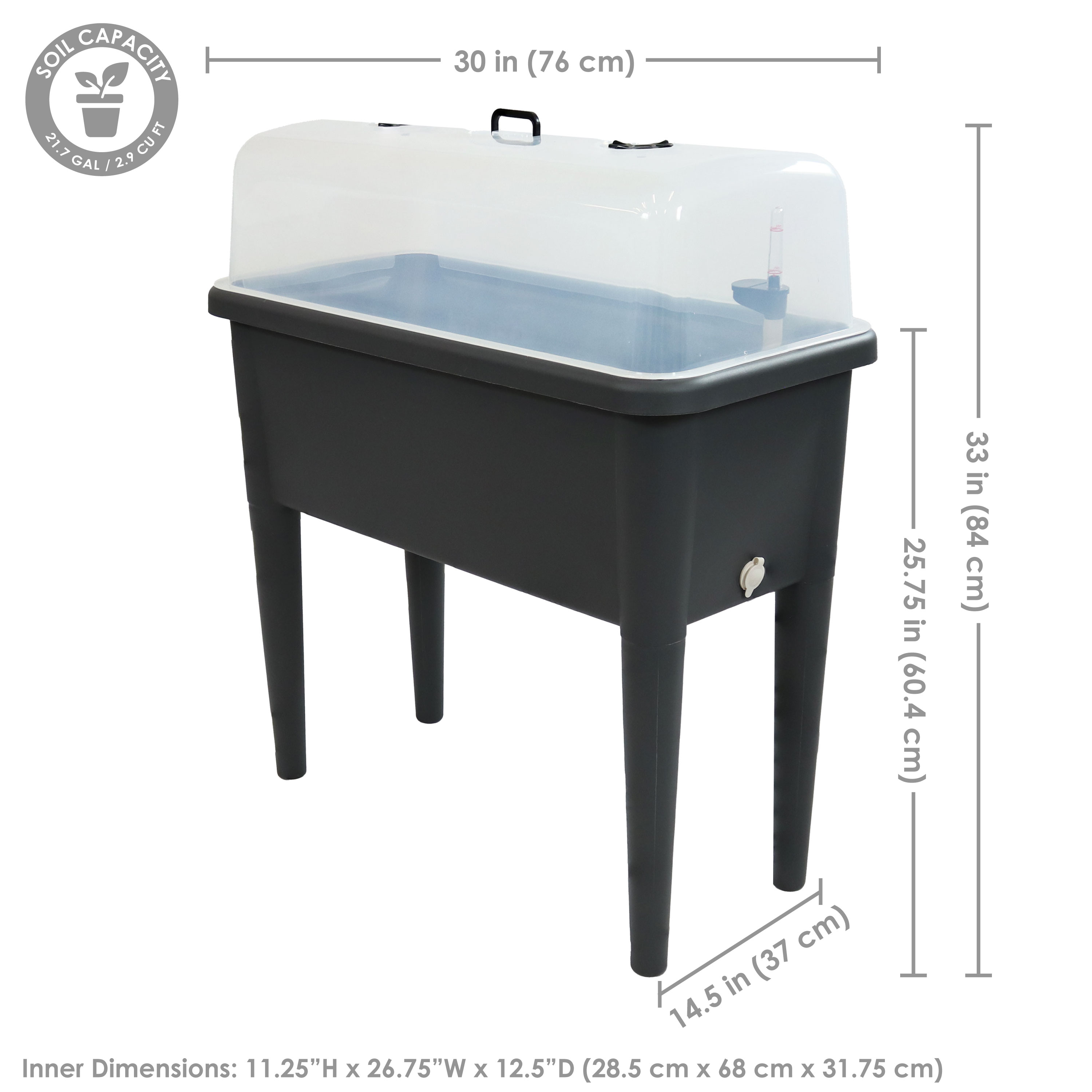 Sunnydaze Self-Watering Raised Garden Bed with Cover - 33" H