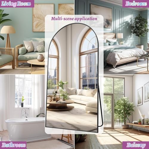 Full Length Mirror, 76"x34" Arched Floor Mirror Freestanding, Floor Standing Full Body Mirror with Stand for Bedroom