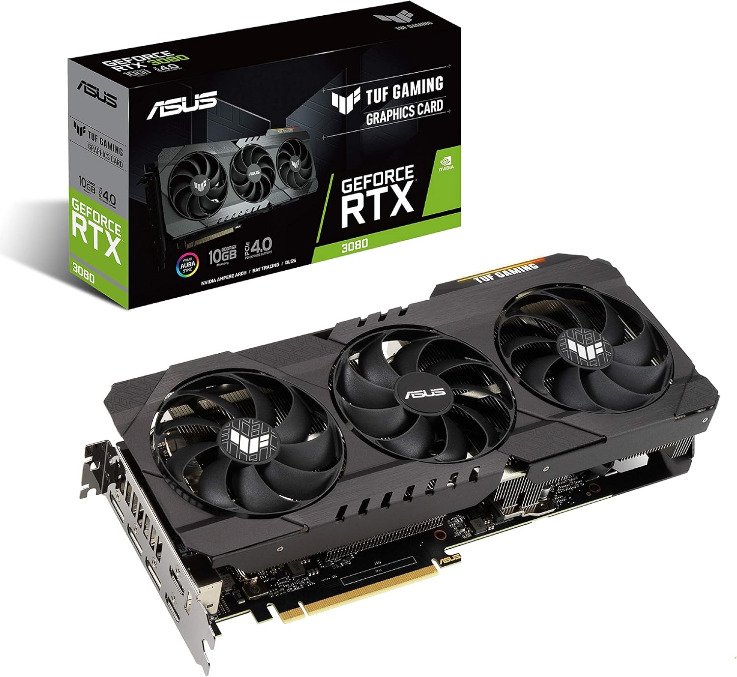 Gigabyte ASUS TUF Gaming NVIDIA GeForce RTX 3080 Graphics Card (PCIe 4.0, 10GB GDDR6X, HDMI 2.1, DisplayPort 1.4a, Dual Ball Fan Bearings