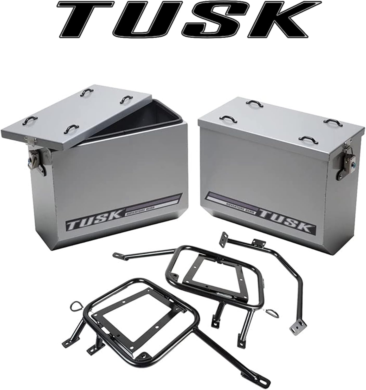 TUSK Aluminum Panniers with Pannier Racks Large Silver for Kawasaki KLR650 2008-2018