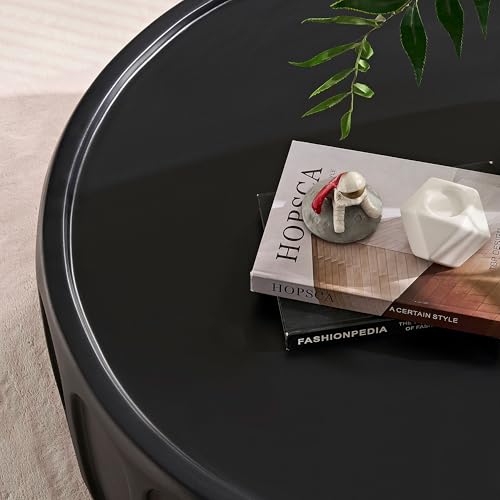 JUSTONE 15.75 ''Round Coffee Table, Accent End Table for Living Room Office Apartment, Modern Minimalist Side Table with Faux Marble Pattern