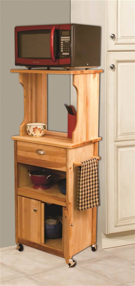 Catskill Craftsmen 51570 Hutch Top Cart with Open Storage Microwave Cart, Natural