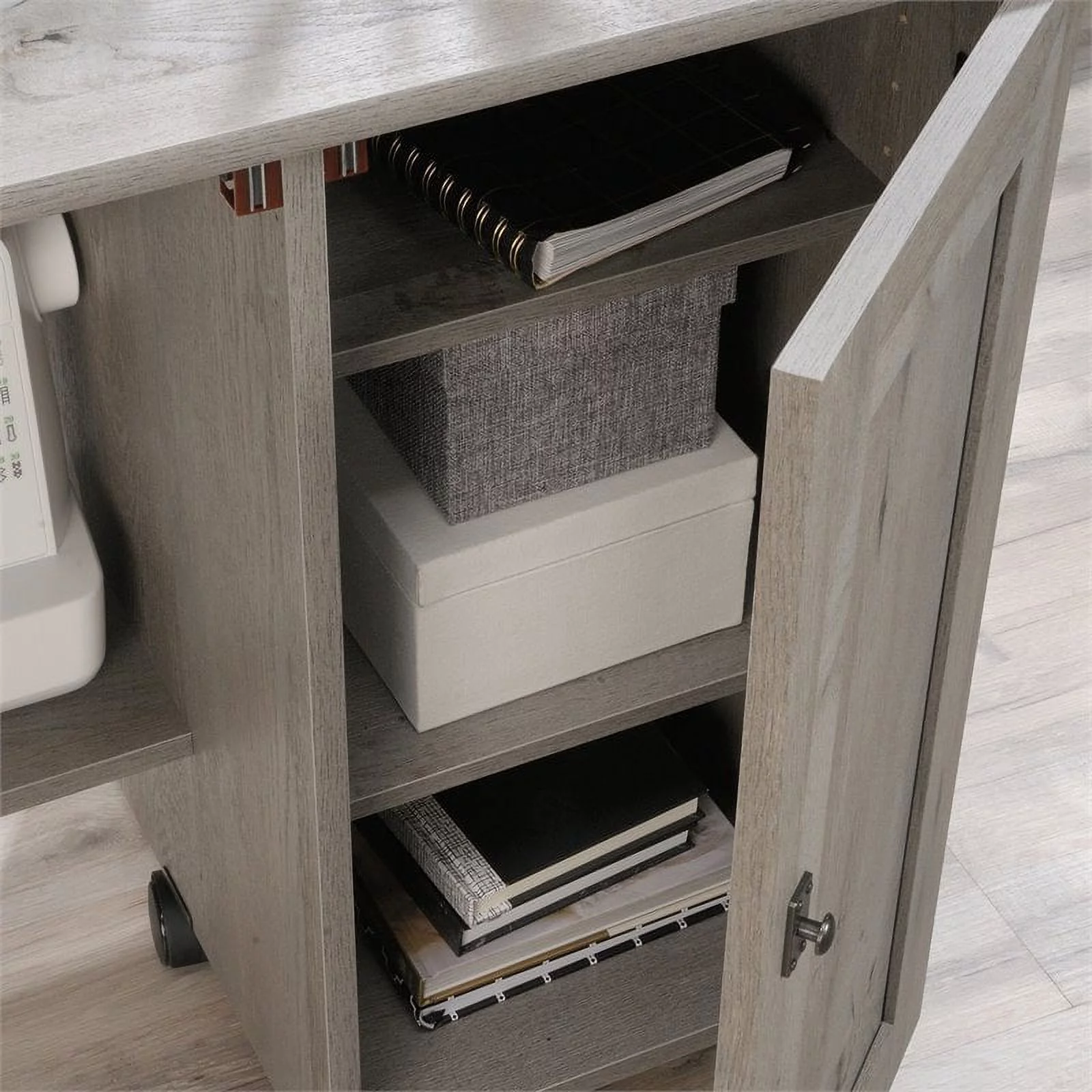 Pemberly Row Contemporary Engineered Wood Sewing Craft Table in Oak