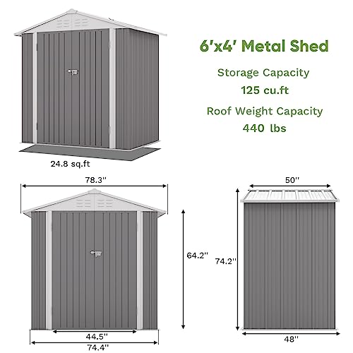 Patiowell 5x3 FT Outdoor Storage Shed, Tool Shed with Sloping Roof and Lockable Door, Metal Shed for Backyard Garden Patio Lawn, Brown