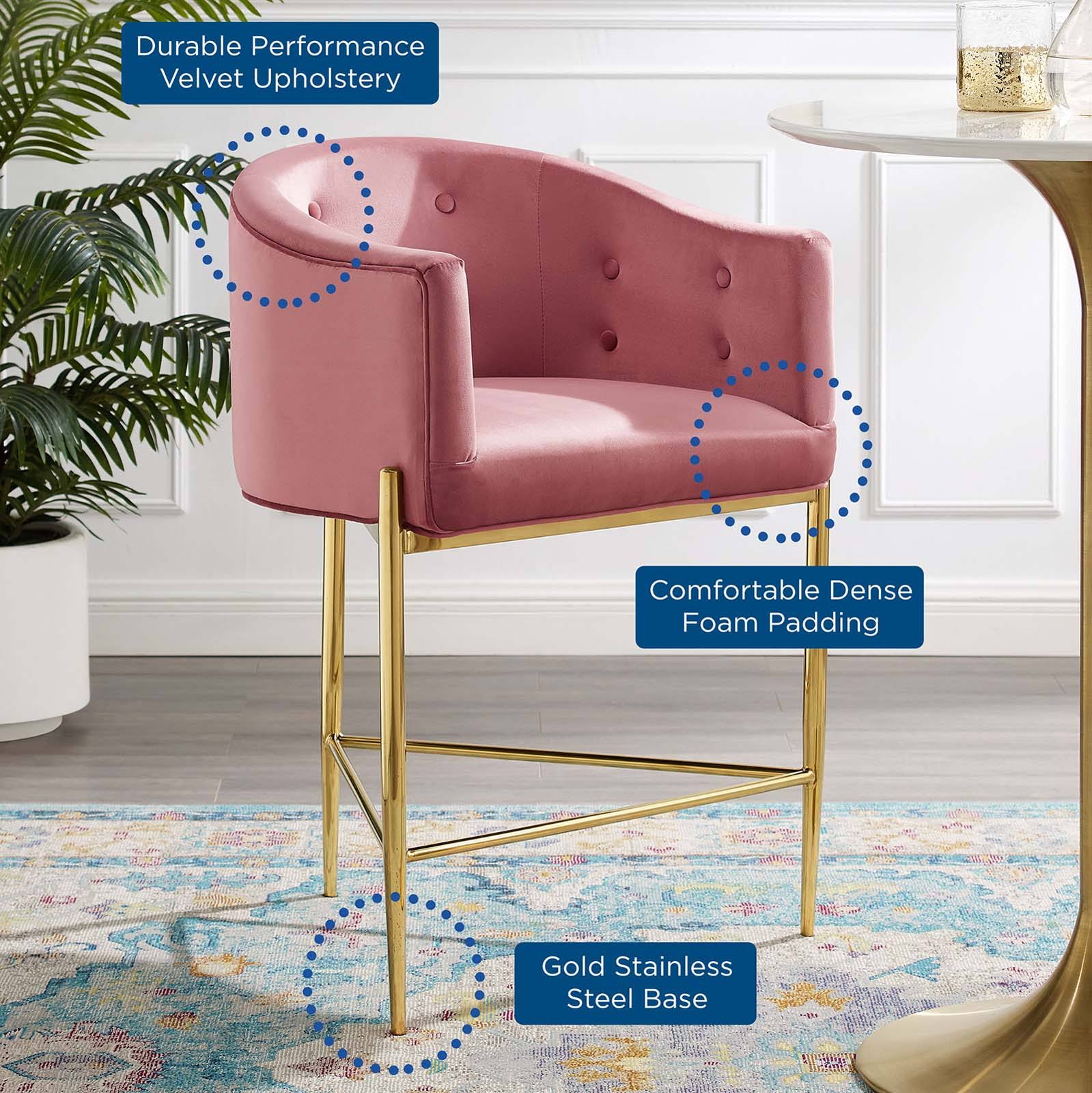 Modway Savour Tufted Performance Velvet Counter Stool - Pink