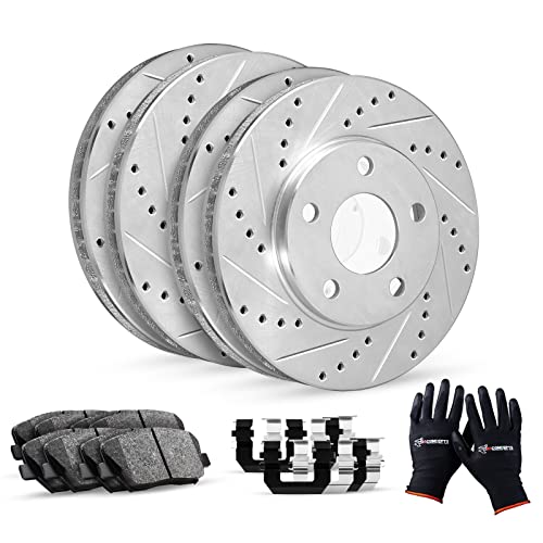 R1 Concepts Front Rear Brakes and Rotors Kit |Front Rear Brake Pads| Brake Rotors and Pads| Ceramic Brake Pads and Rotors |Hardware Kit|fits