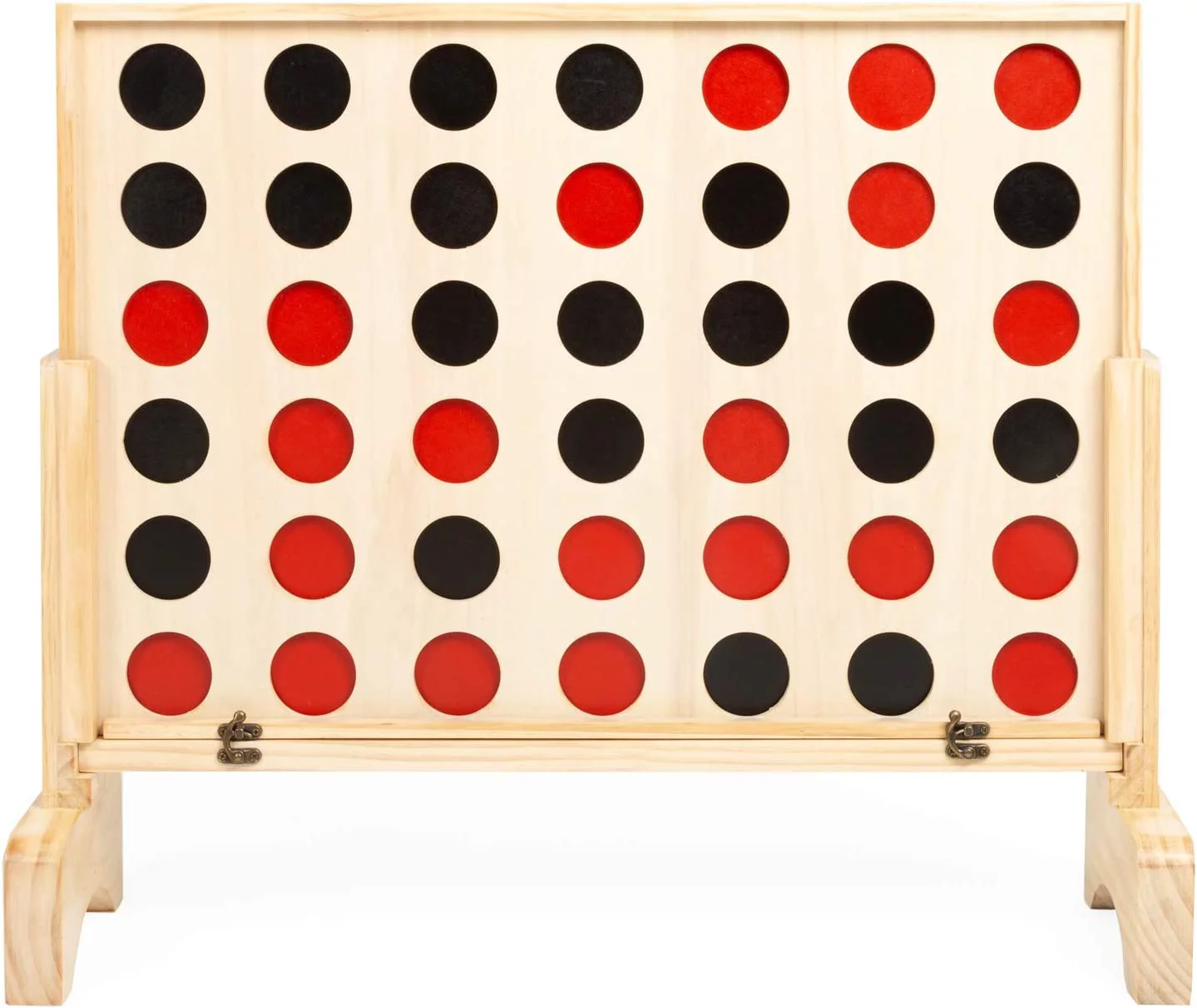 Giant Wooden 4 in a Row Game - Drop Four Connect Board Game Outdoor Game with Coins, Case and Rules