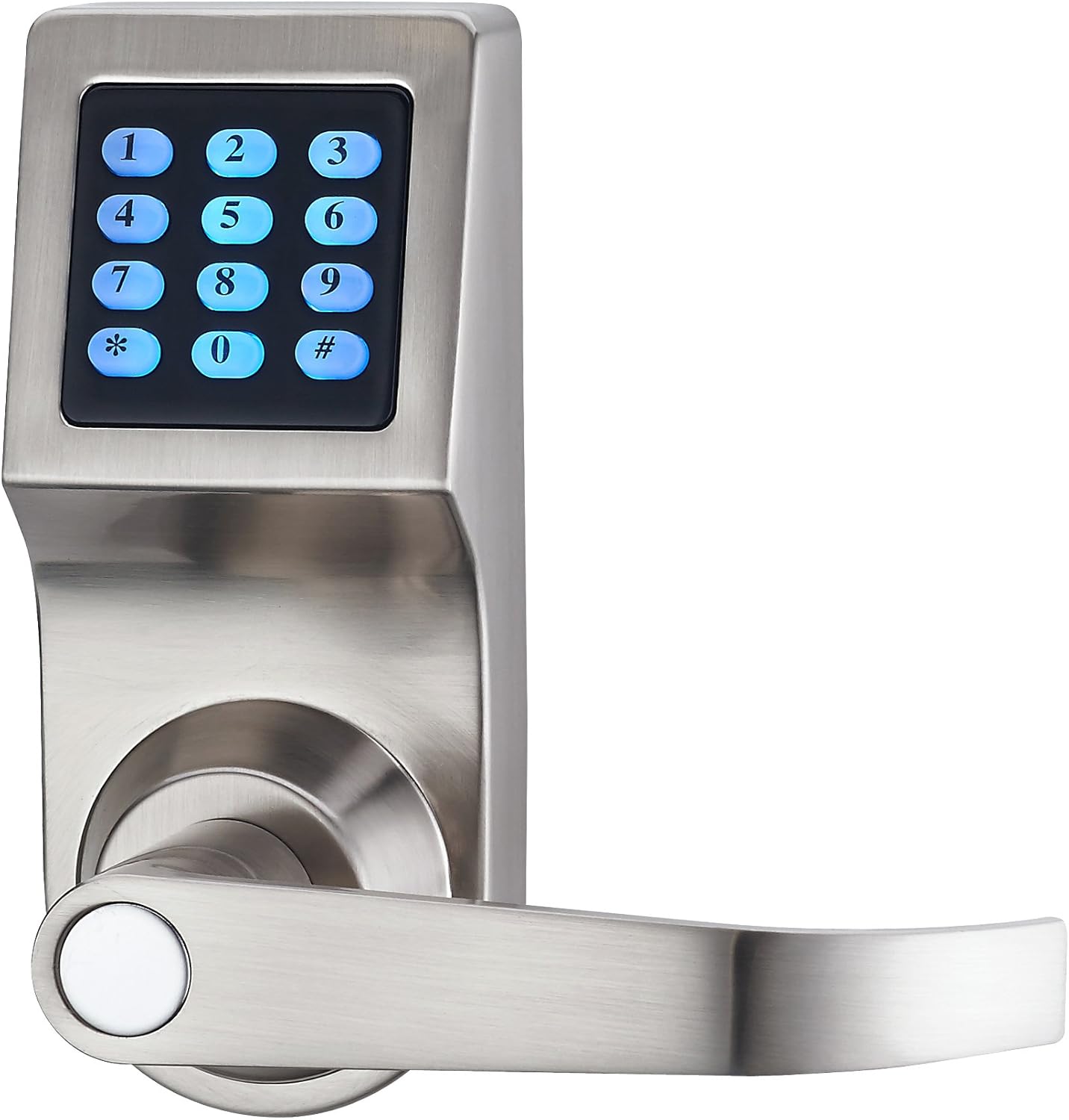 HAIFUAN D6300 Bluetooth Digital Door Lock, Satin Nickel,Open by Card,Code,Key& APP, Compatible with Alexa via Gateway (HFAD6300B-R)