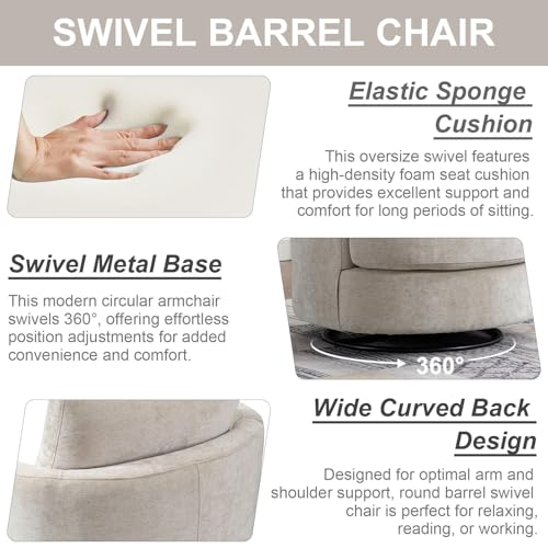 ODUWA Swivel Barrel Chair Set of 2