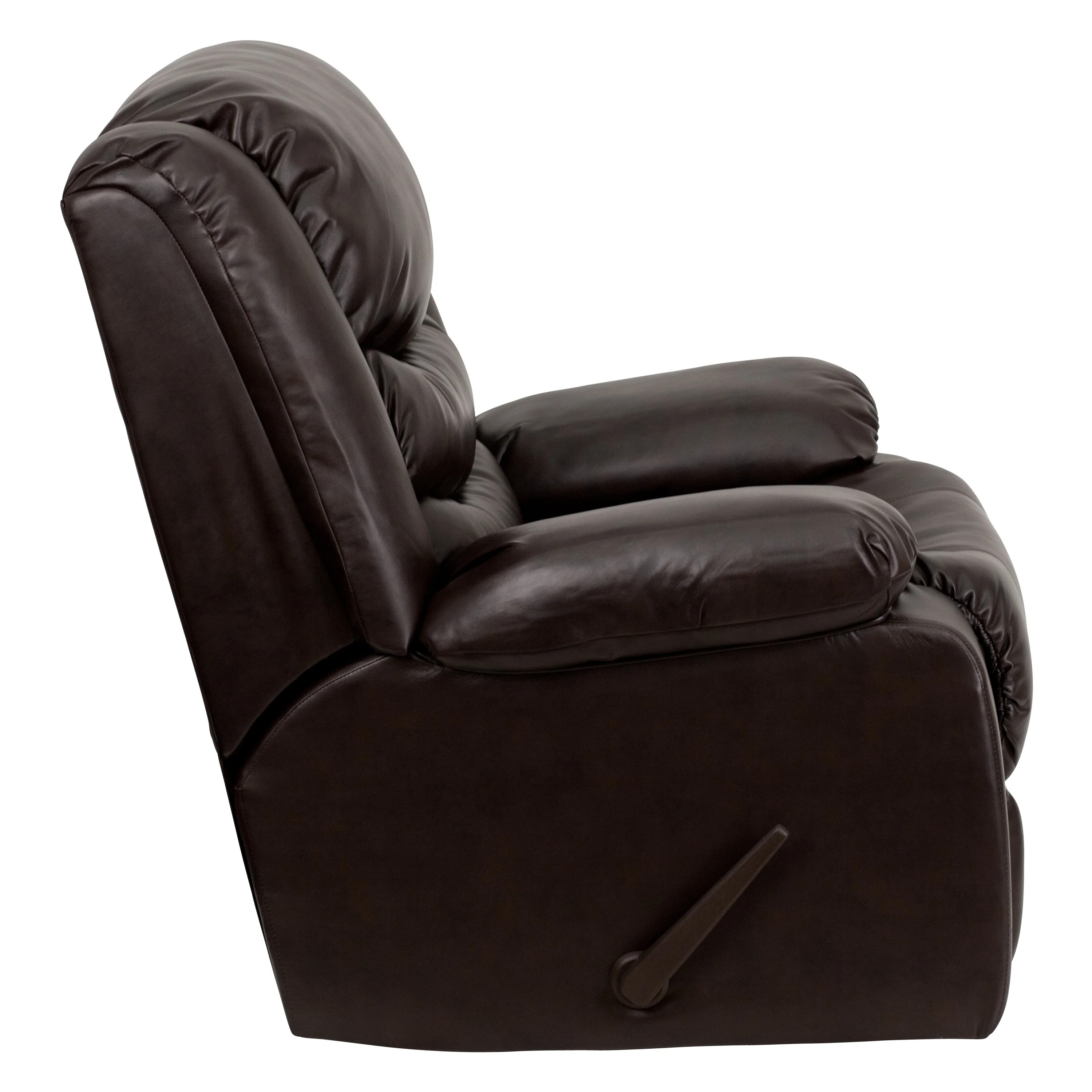 Flash Furniture Kyle Plush Brown LeatherSoft Lever Rocker Recliner with Padded Arms