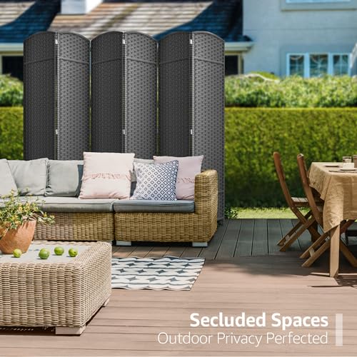 Sorbus 8-Panel Black Room Divider with Double Hinged Panels, 6 ft Tall Folding Privacy Screen