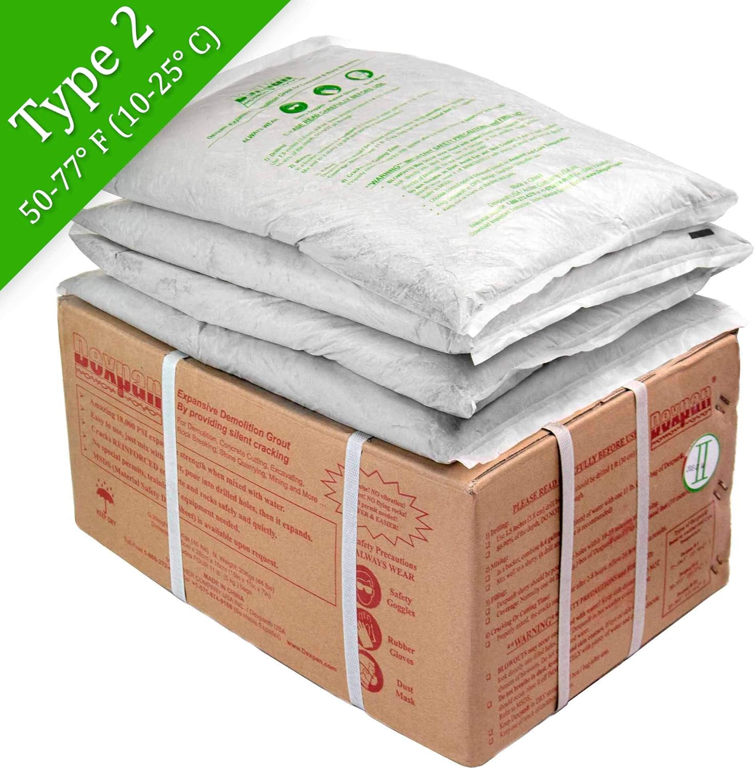 Dexpan Expansive Demolition Grout 44 Lb. Box for Rock Breaking, Concrete Cutting, Excavating. Alternative to Demolition Jack Hammer Breaker