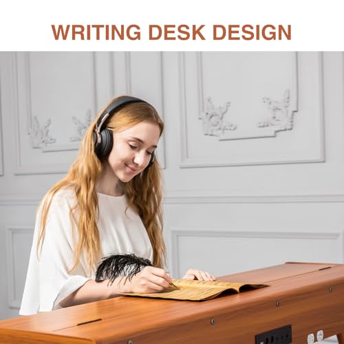 88 Key Weighted Digital Piano - Wooden Desk Electric Piano Transforms Between Desk and Vanity - Progressive Hammer-Action Keyboard