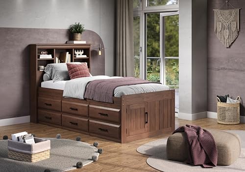 Discovery World Furniture White Full Bookcase Bed with 6 Drawers