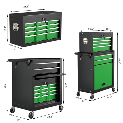 8-Drawer High Capacity Rolling Tool Chest, Removable Cabinet Storage Tool Box with Wheels and Drawers