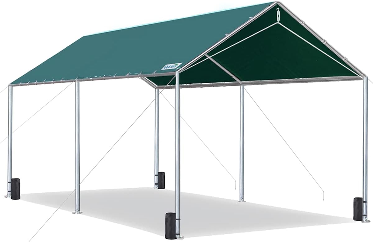 Quictent 10X20ft Upgraded Heavy Duty Car Canopy Galvanized Frame Carport Outdoor Boat Shelter with 3 Reinforced Steel Cables