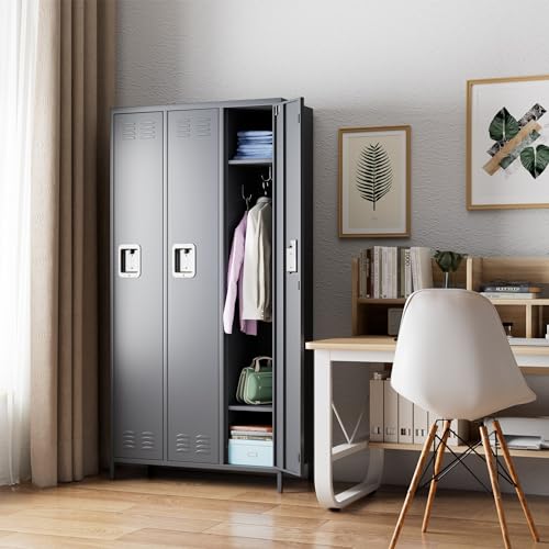 6 Door Metal Storage Locker 18 Hooks,Metal Locker for Employees with Lock for School Garage Office Gym Bedroom,Assembly Required