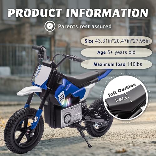 24V 8AH Electric Dirt Bike, Kids Ride On Motorcycle with 200W High Speed Hub Motor, 90 Min Usage, Powered Off-Road Bike withShock Absorber
