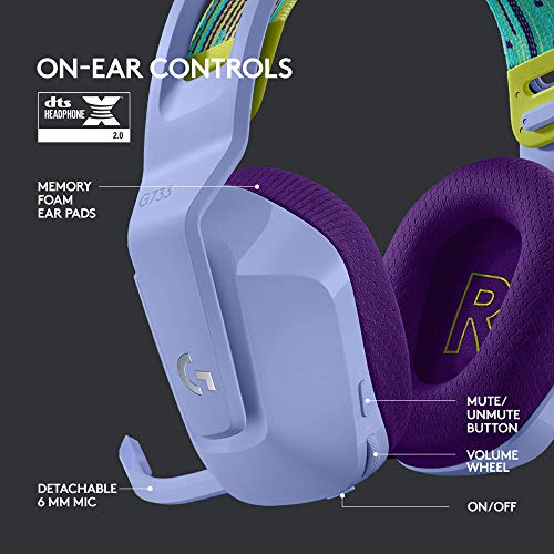 Logitech G733 Lightspeed Wireless Gaming Headset, Suspension Headband, Lightsync RGB, Blue VO!CE Mic, PRO-G Audio – Black, Gaming Headset Wireless